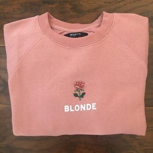 1 LEFT ❗️BLONDE CREW NECK SWEATSHIRT CORAL